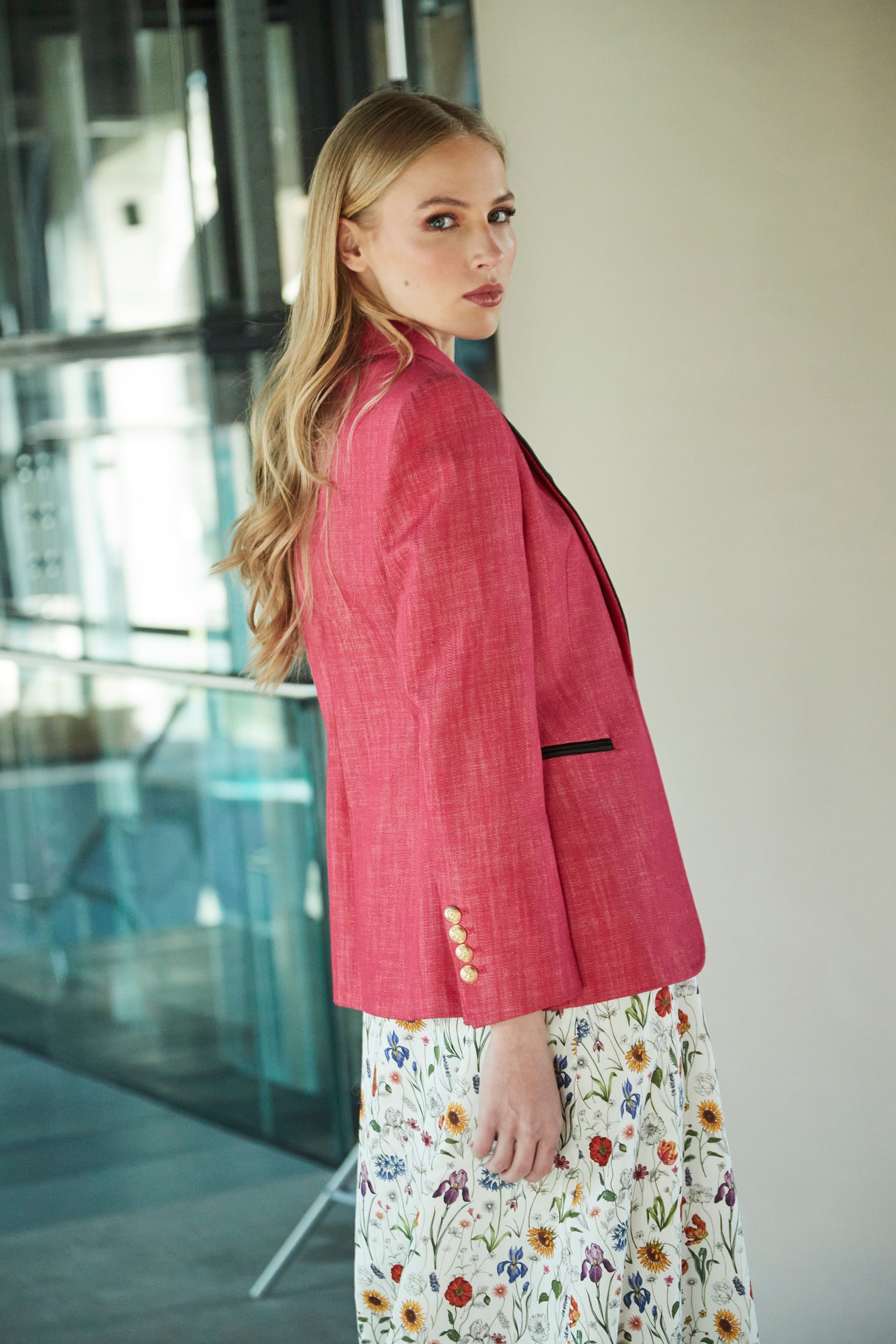 SAVINA SATIN LAPEL BLAZER