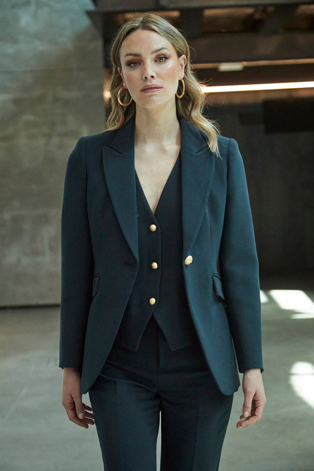 PARIS NAVY ONE-BUTTON BLAZER
