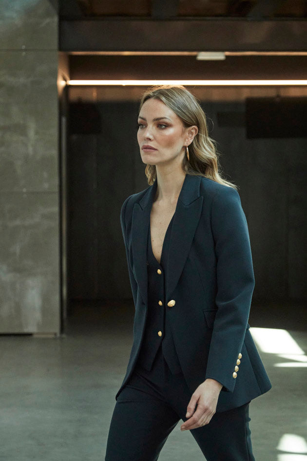 PARIS NAVY ONE-BUTTON BLAZER
