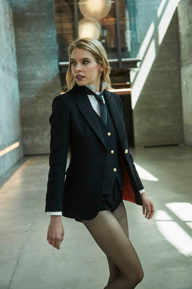 PARIS BLACK ONE-BUTTON BLAZER