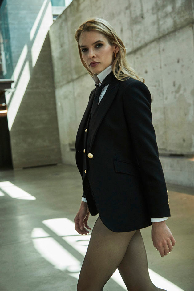 PARIS BLACK ONE-BUTTON BLAZER