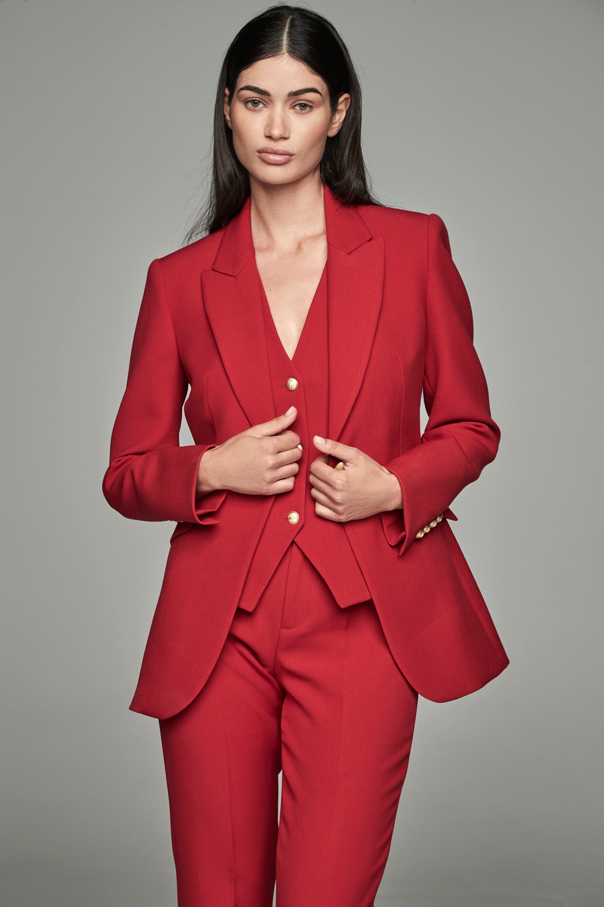 PARIS RED ONE-BUTTON BLAZER