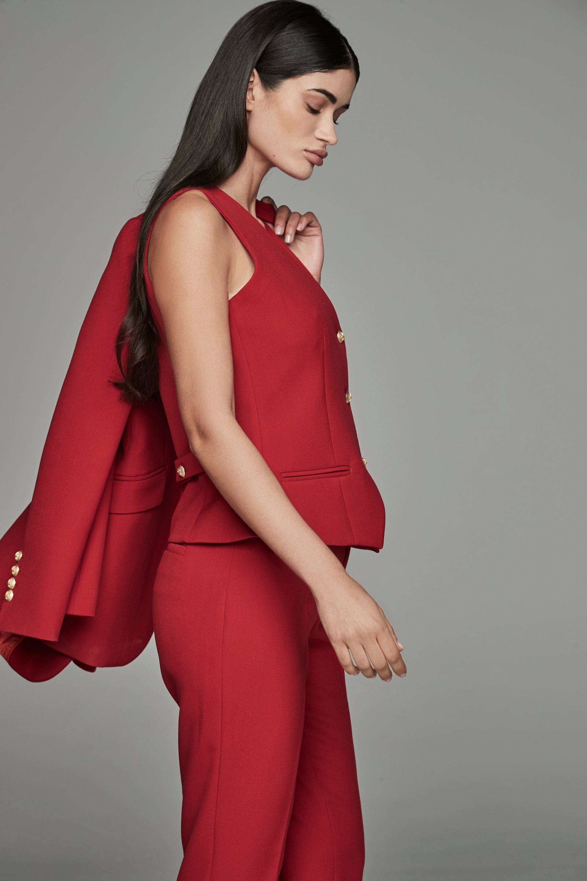 PARIS RED ONE-BUTTON BLAZER