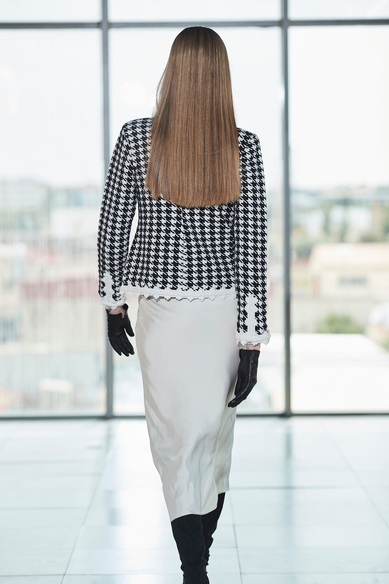 GENEVA SHORT CREAM HOUNDSTOOTH JACKET
