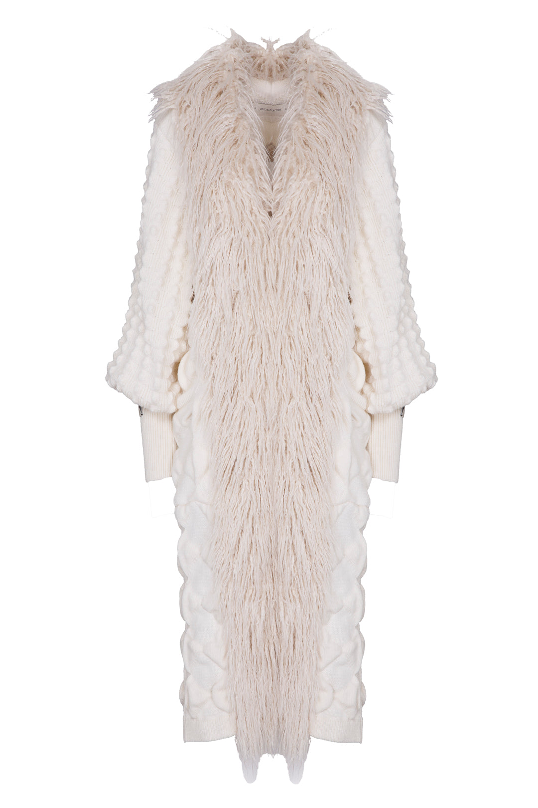 GUSTAVE LONG CREAM CARDIGAN WITH FUR
