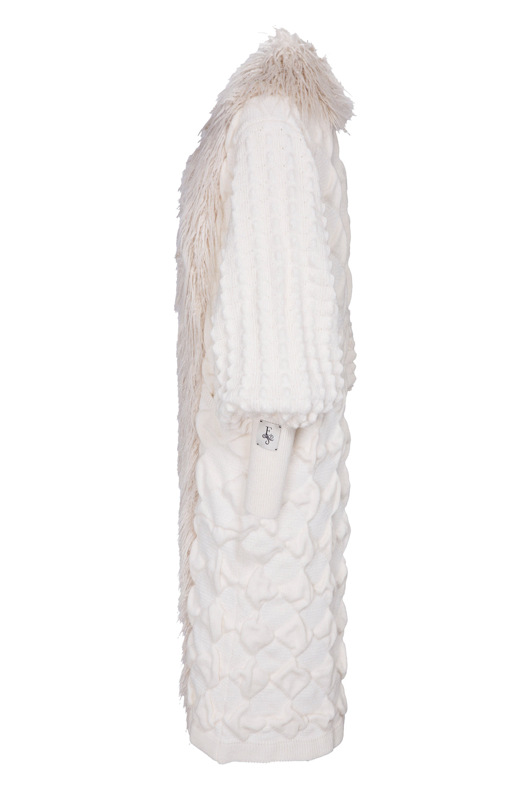 GUSTAVE LONG CREAM CARDIGAN WITH FUR