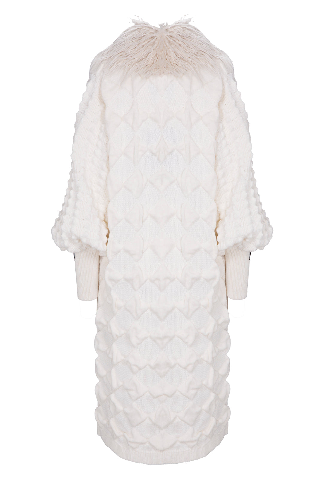 GUSTAVE LONG CREAM CARDIGAN WITH FUR