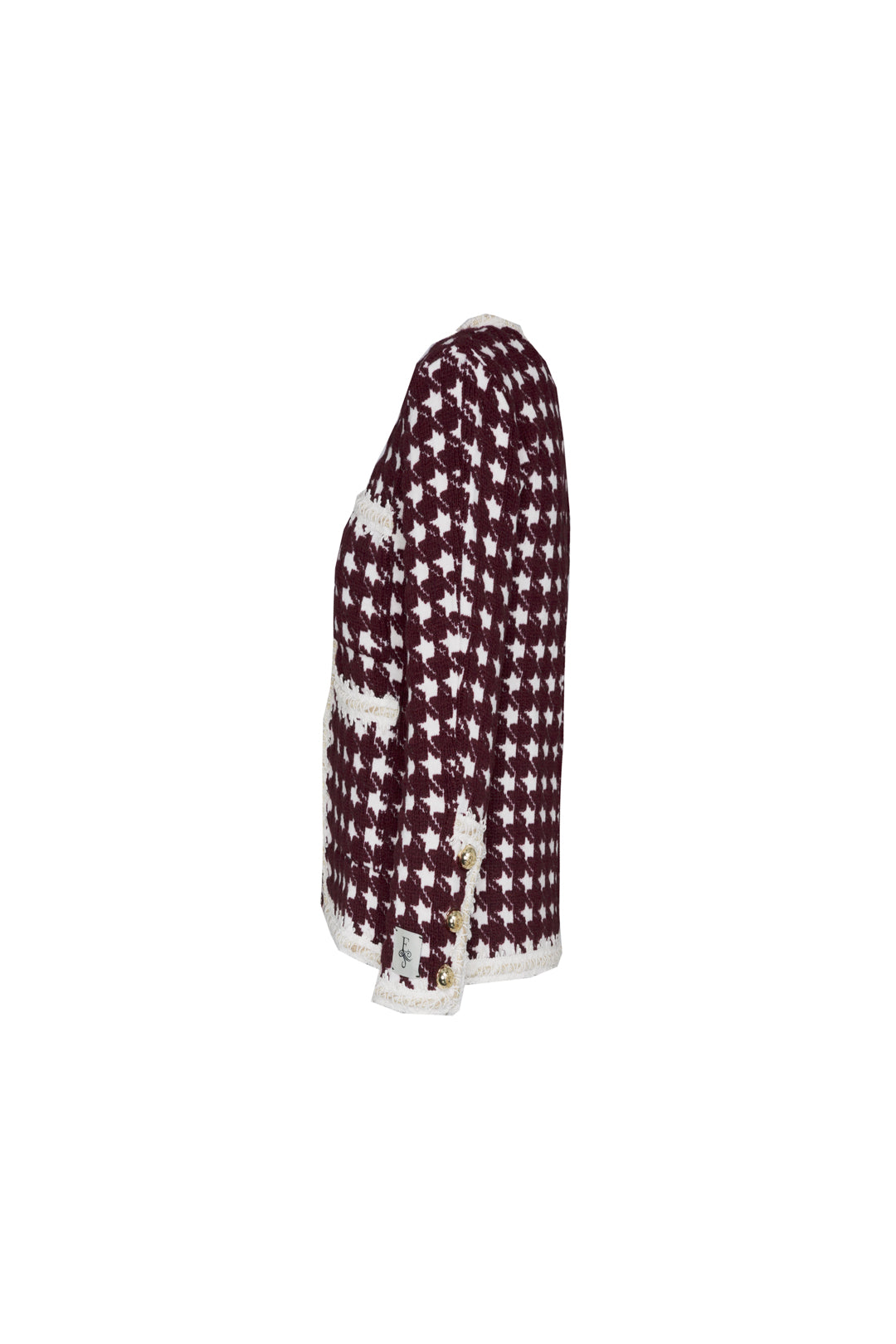MARGOT SHORT BURGUNDY HOUNDSTOOTH JACKET