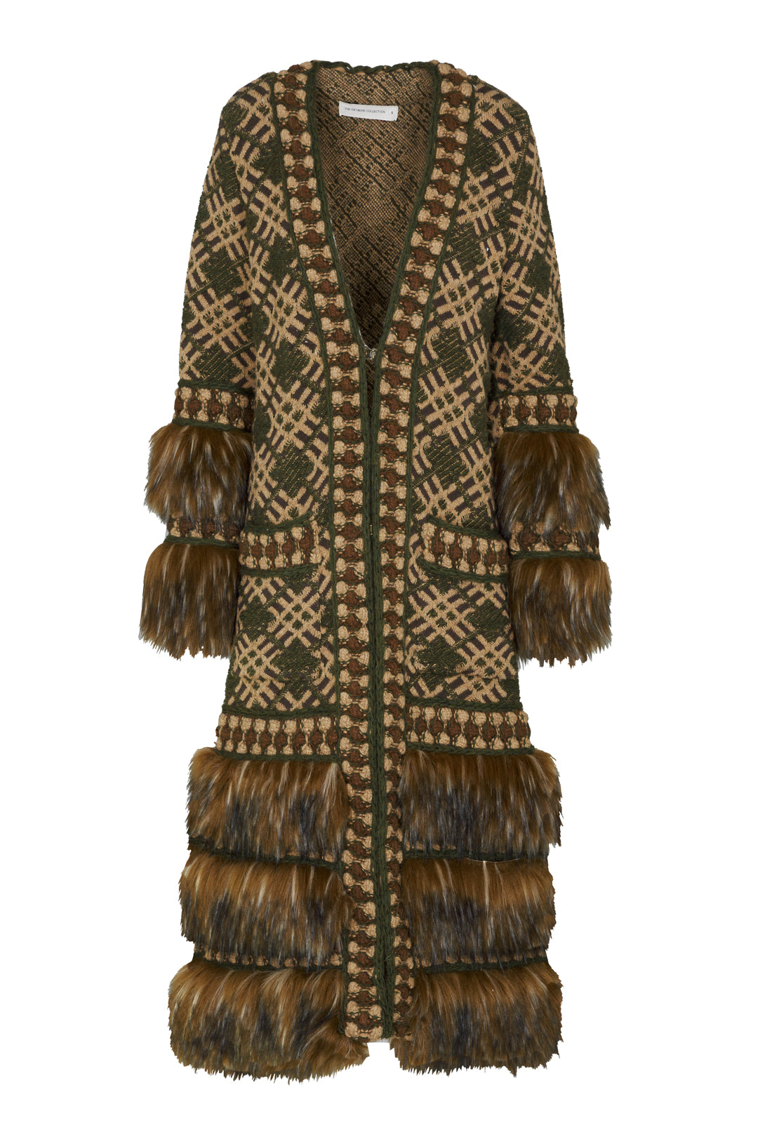 LONG GREEN GABRIEL JACQUARD COAT
