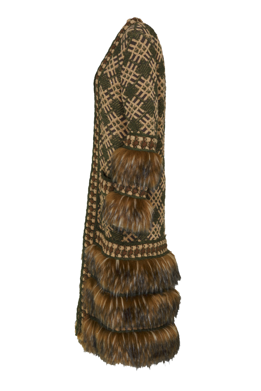 LONG GREEN GABRIEL JACQUARD COAT