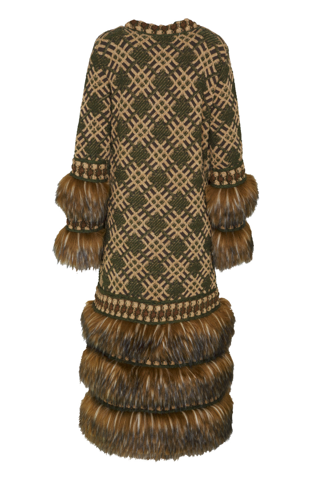 LONG GREEN GABRIEL JACQUARD COAT