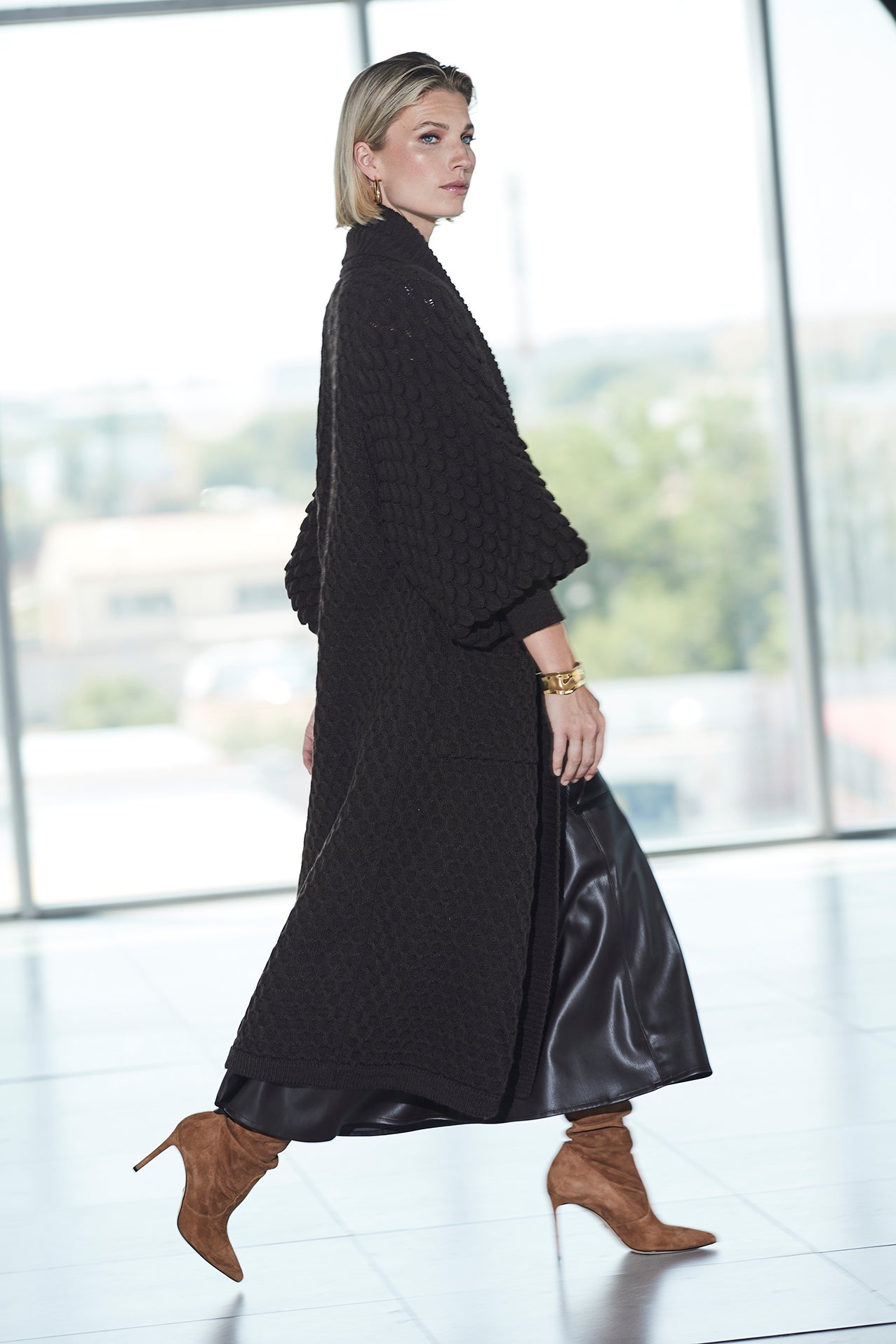GENEVIEVE LONG BROWN CARDIGAN