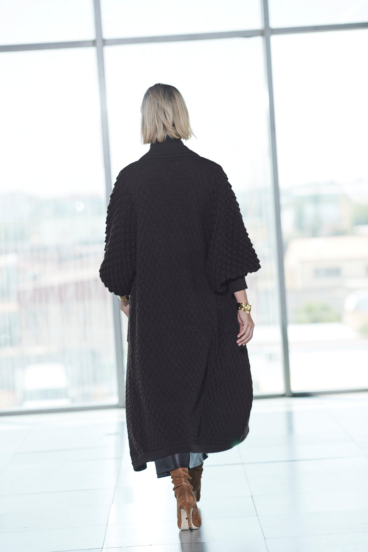 GENEVIEVE LONG BROWN CARDIGAN