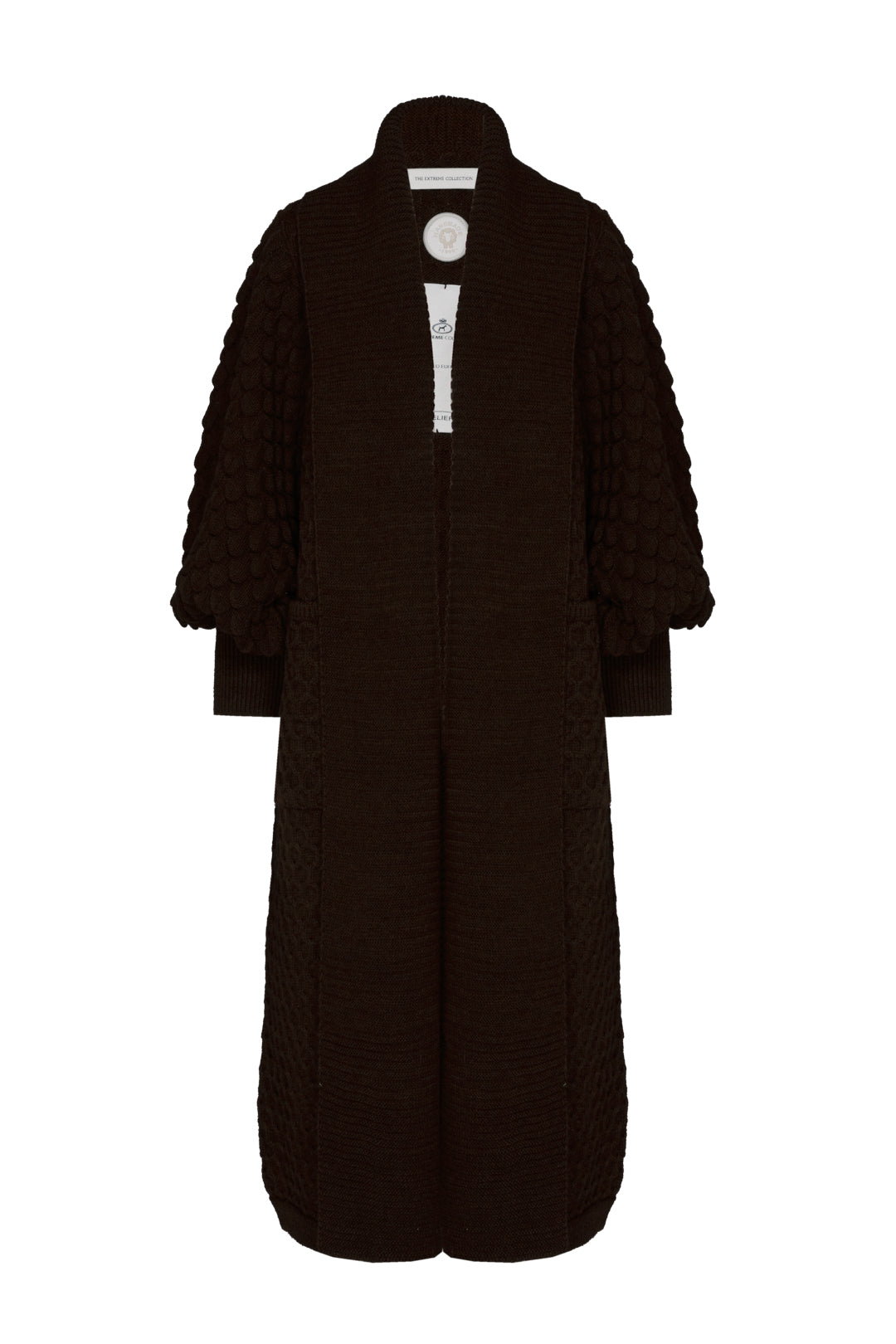 GENEVIEVE LONG BROWN CARDIGAN