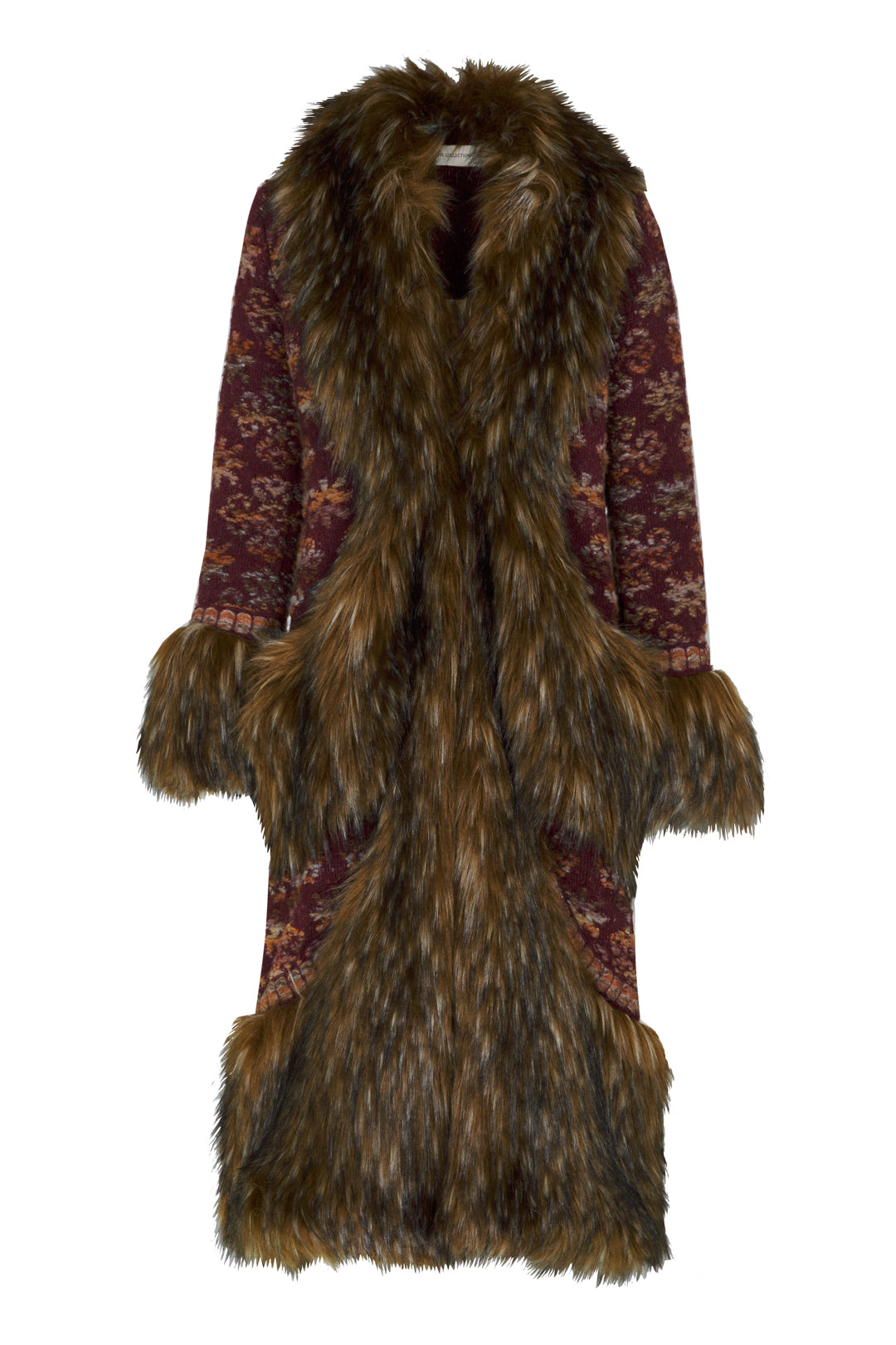 EMILE LONG BURGUNDY JACQUARD COAT