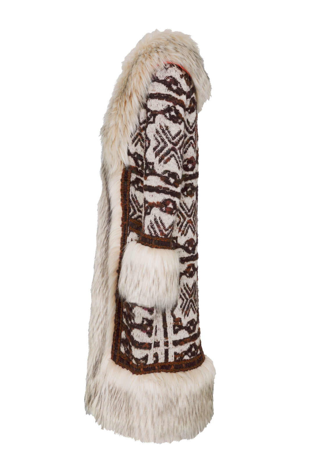 SEBASTIEN LONG BEIGE JACQUARD COAT