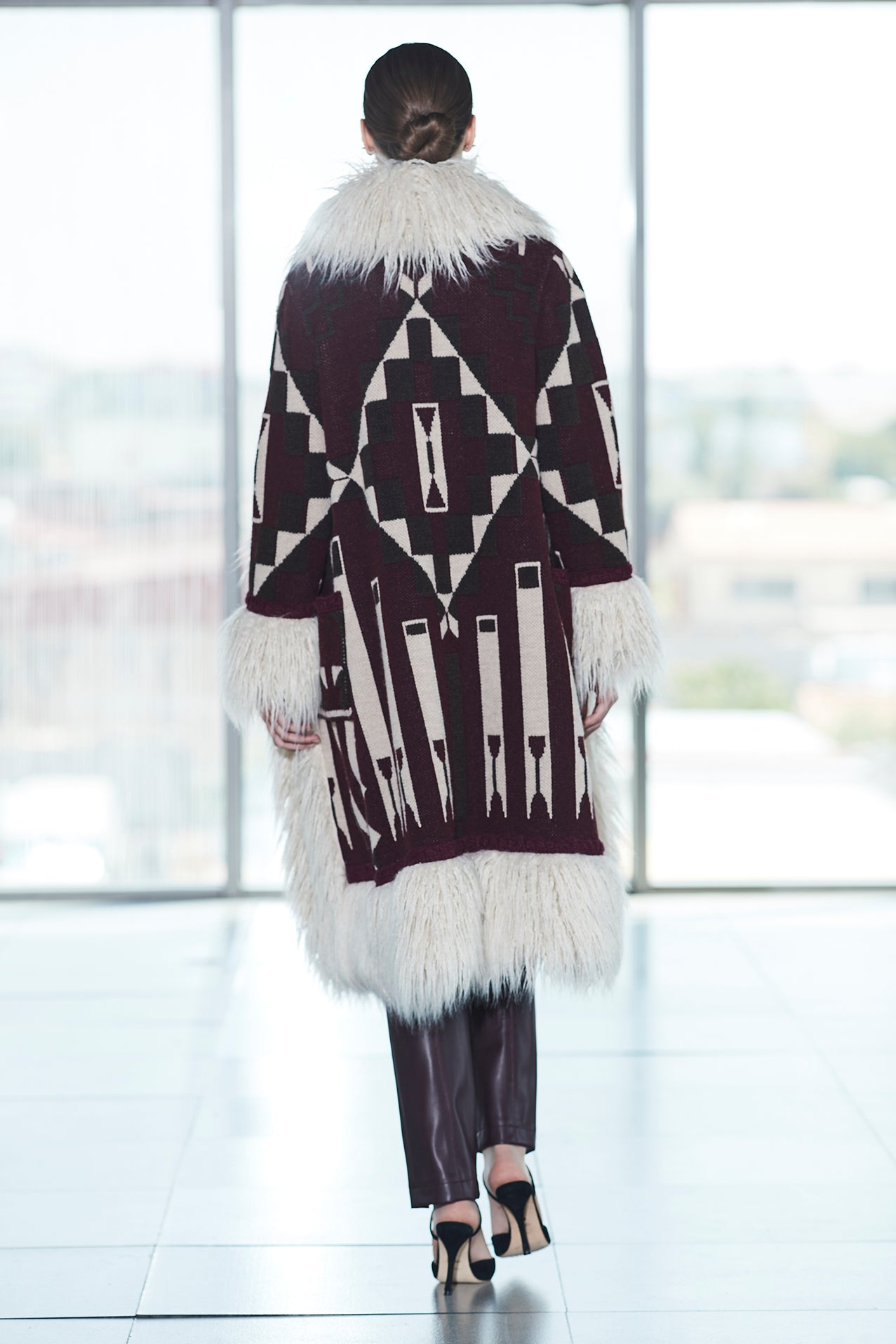 ODETA LONG BURGUNDY ALPACA COAT