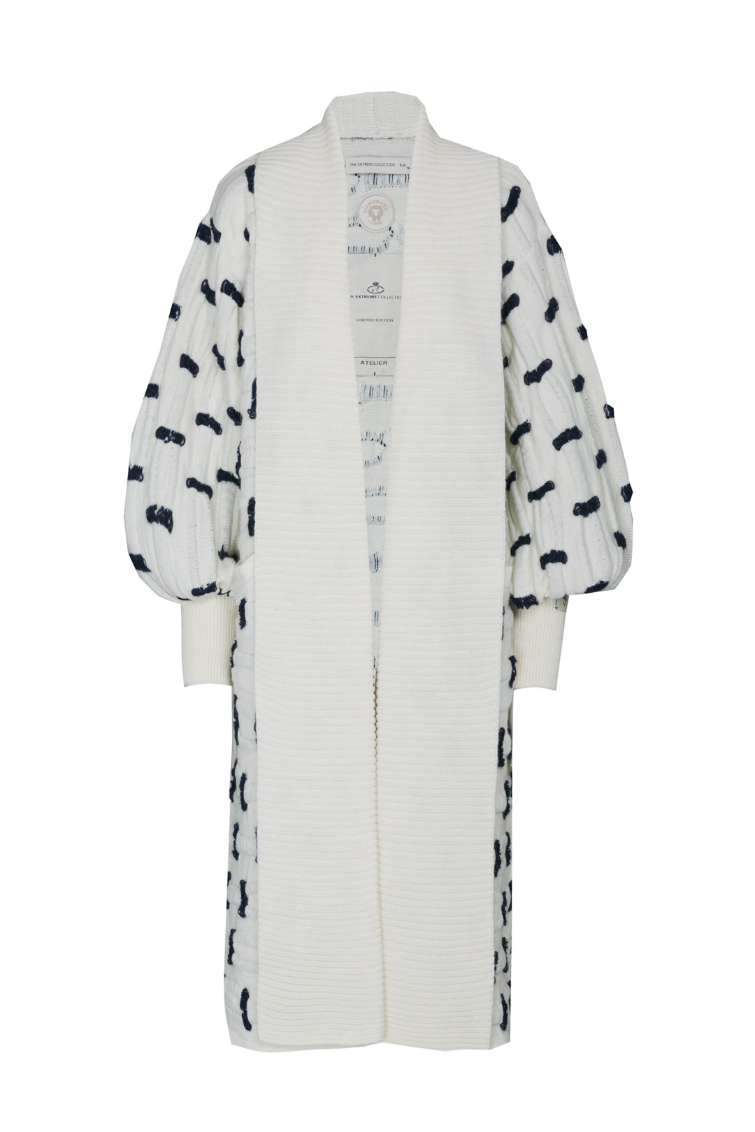 SOPHIE BEIGE LONG KNIT COAT WITH RIBS