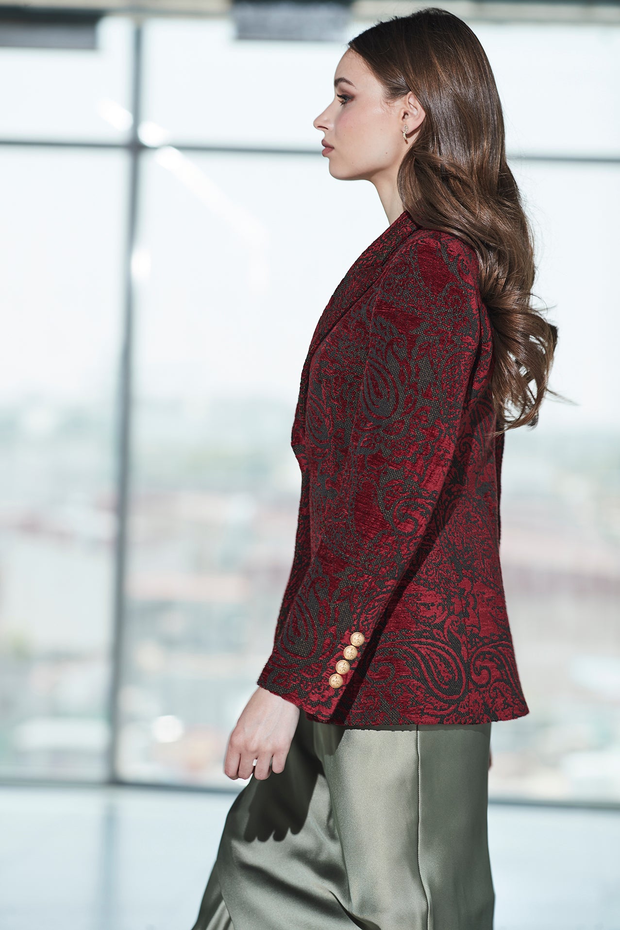 MERLOT SCOTLAND FLOWER JACQUARD BLAZER