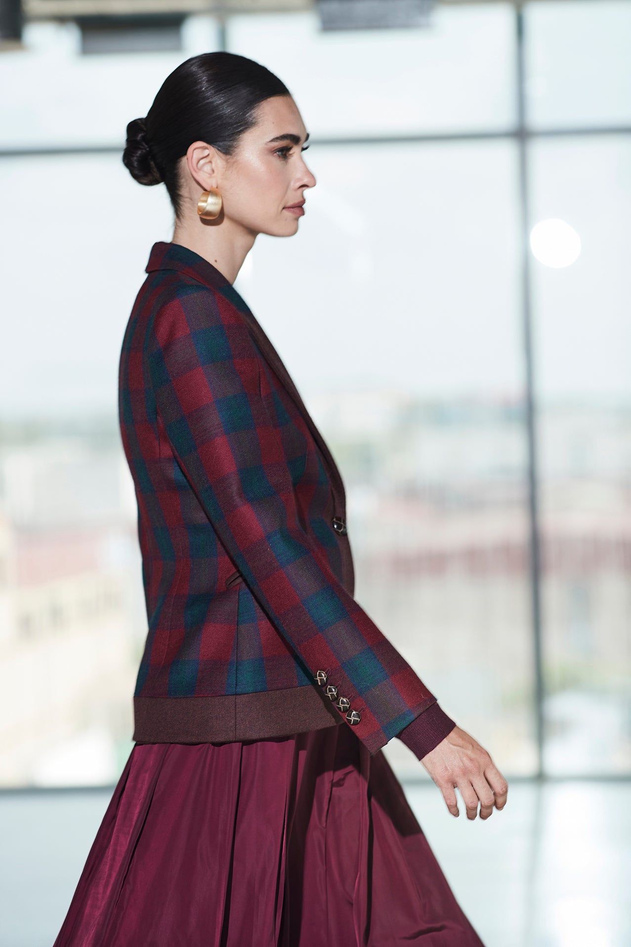 MERLOT CAMERON CLAN CHECK BLAZER
