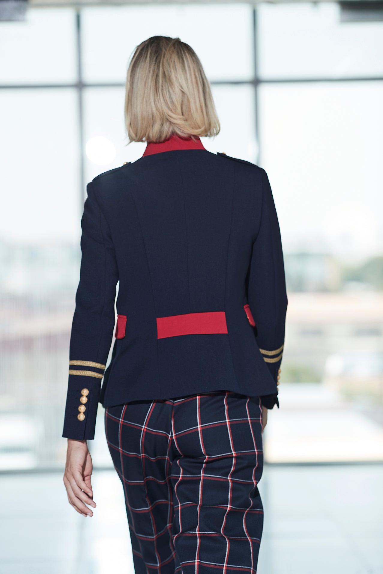 RENATA SCOTTISH NAVY EMBROIDERED BLAZER