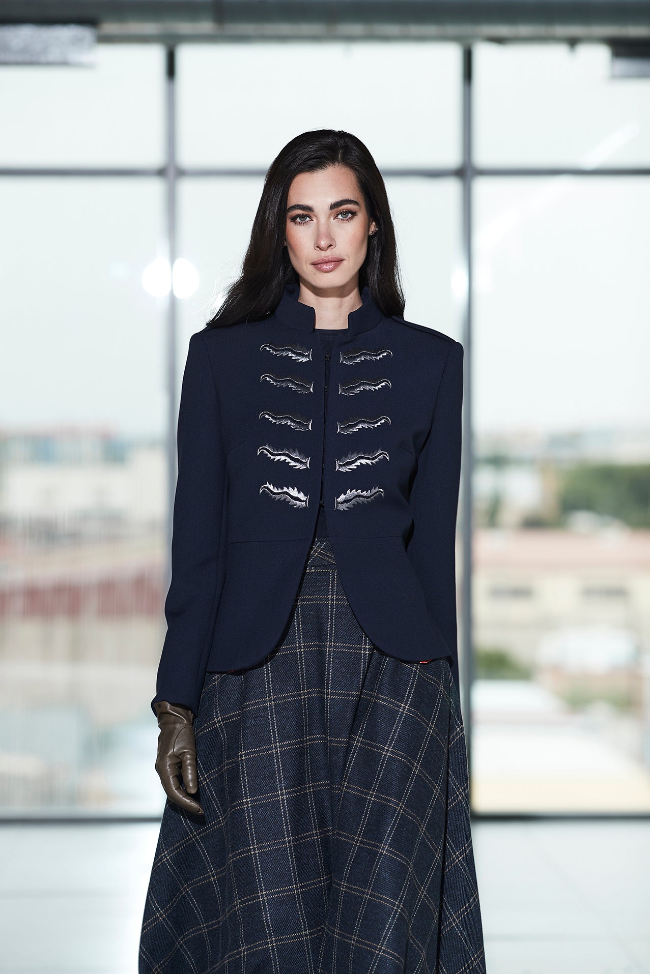 EXTREME PRIVE NAVY EMBROIDERED BLAZER