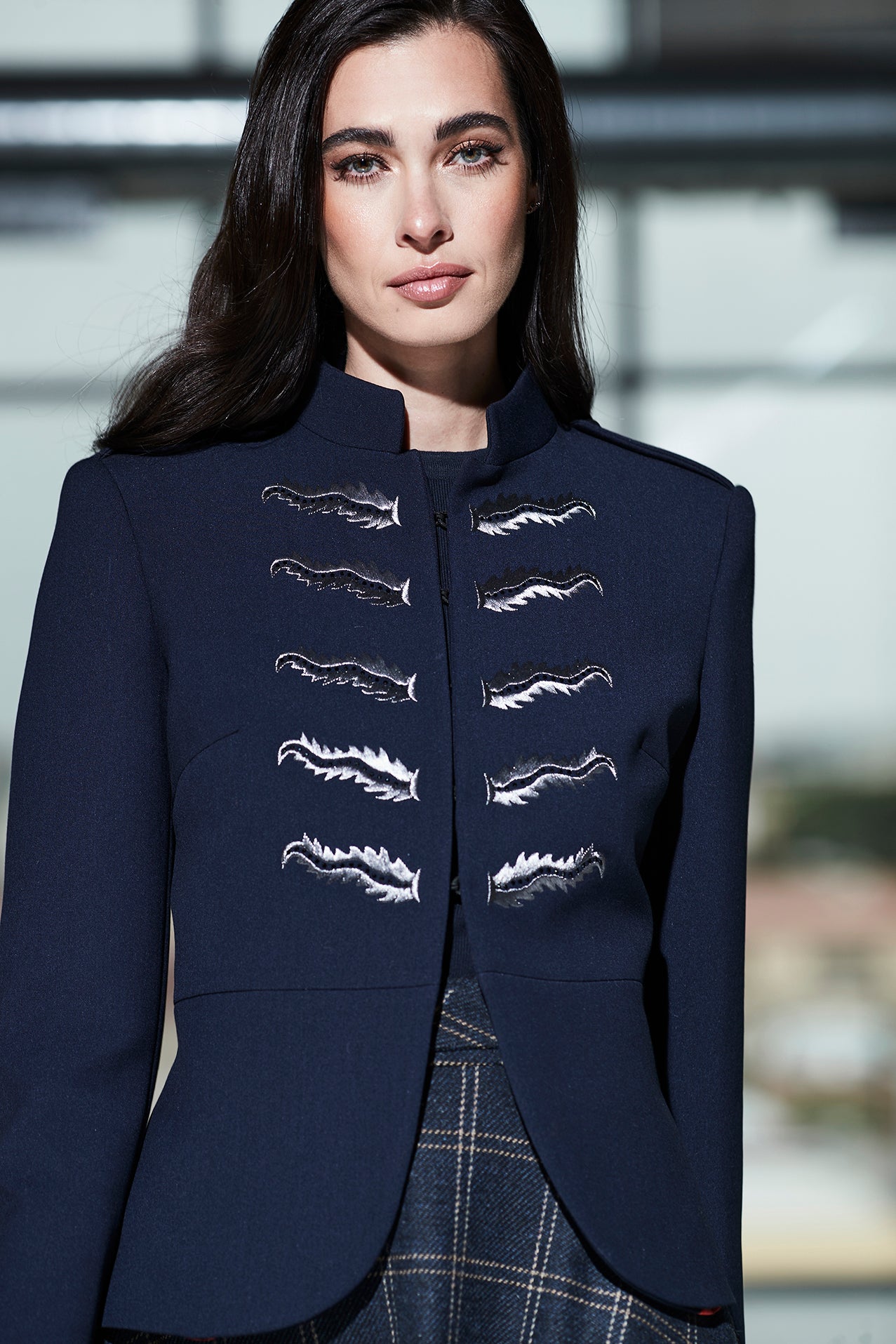EXTREME PRIVE NAVY EMBROIDERED BLAZER
