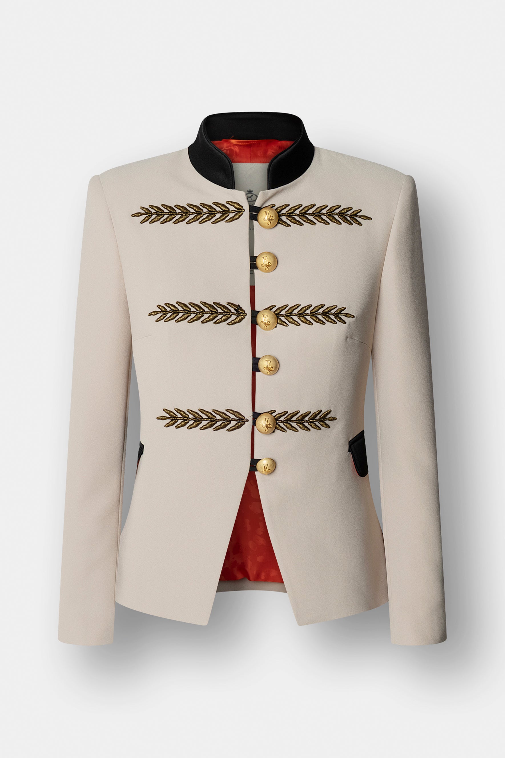 Renata Gold Cropped Beige Embroidered Blazer - Limited Edition