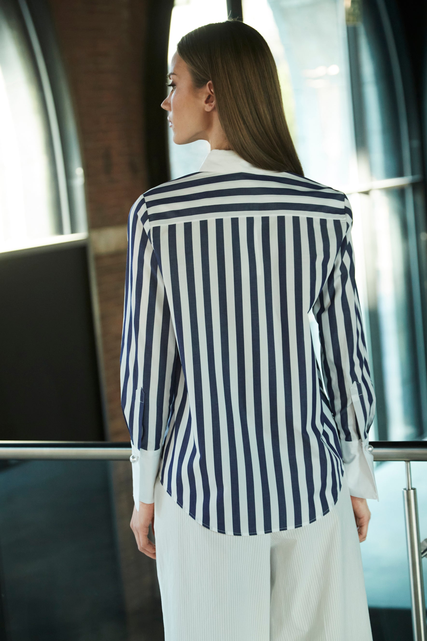 GABRIELLE NAVY STRIPED SHIRT