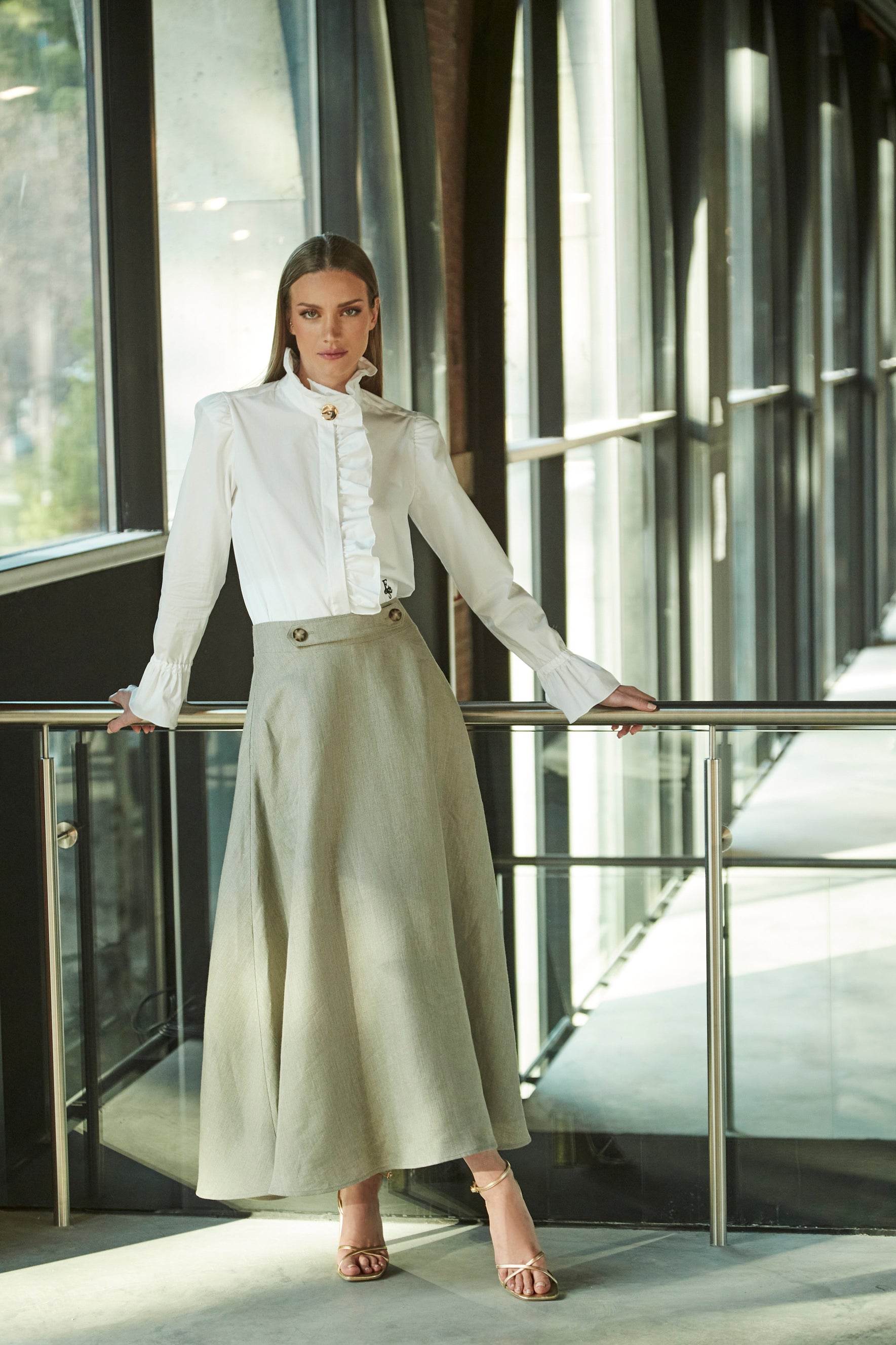 FALDA EVASE LINO VERDE EBA