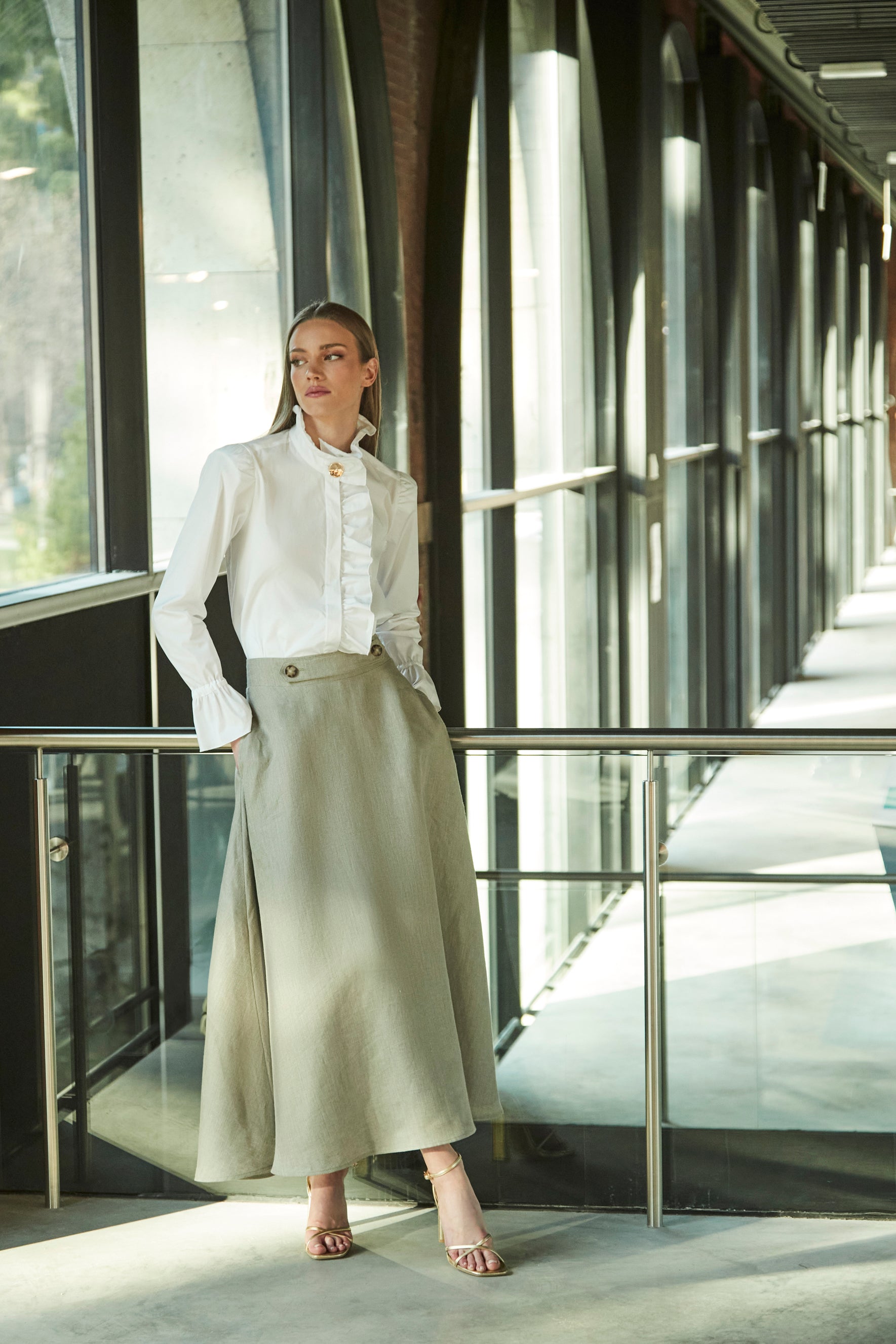 FALDA EVASE LINO VERDE EBA