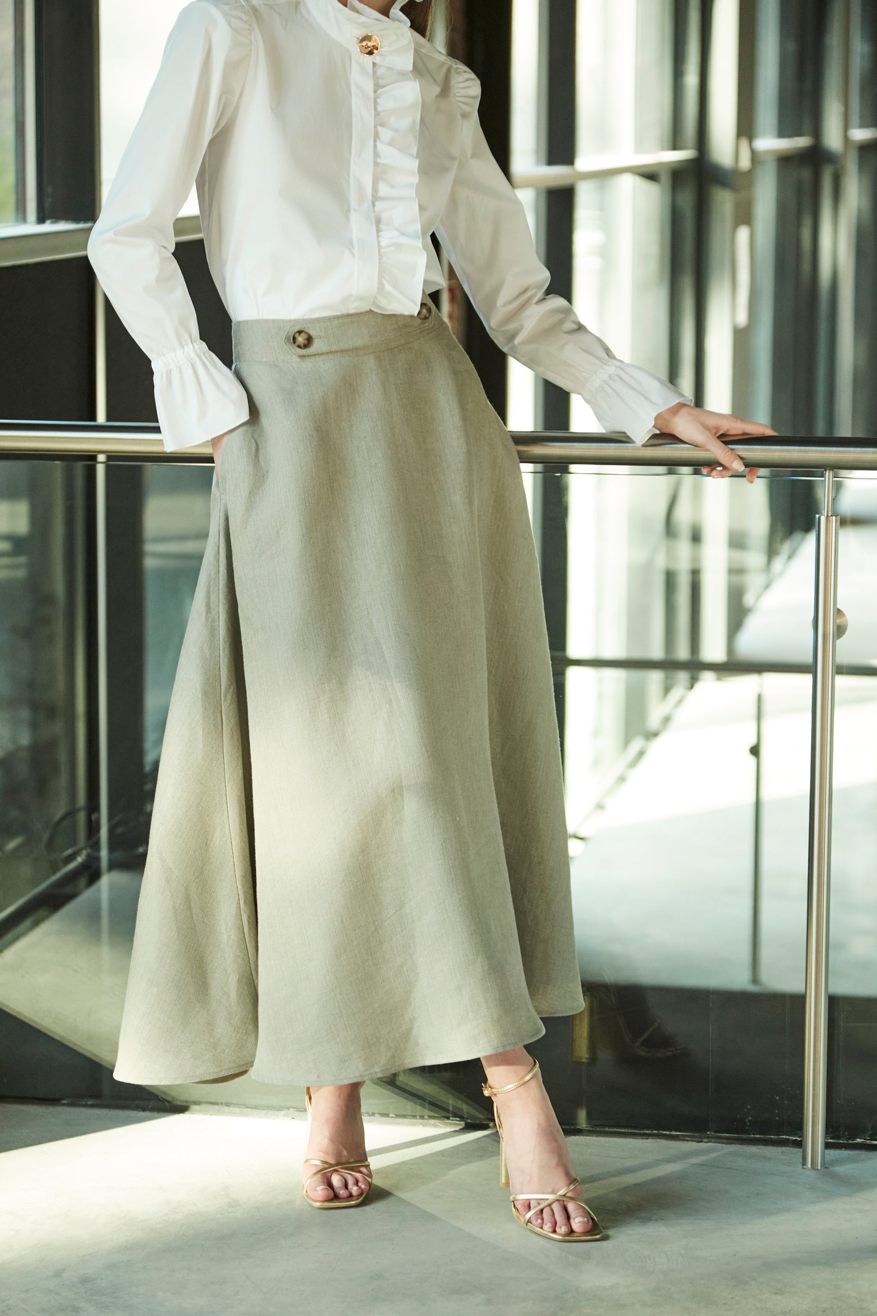 FALDA EVASE LINO VERDE EBA