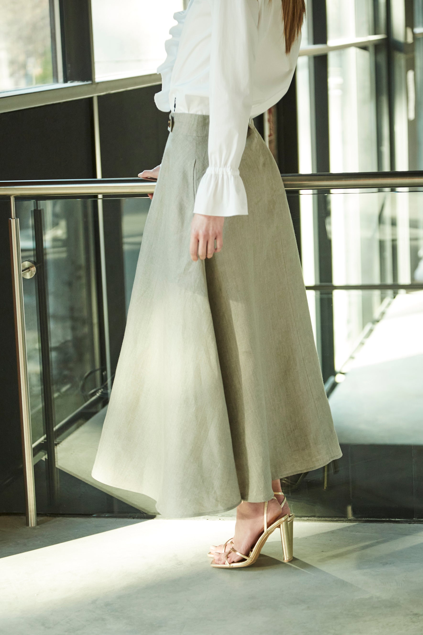 FALDA EVASE LINO VERDE EBA