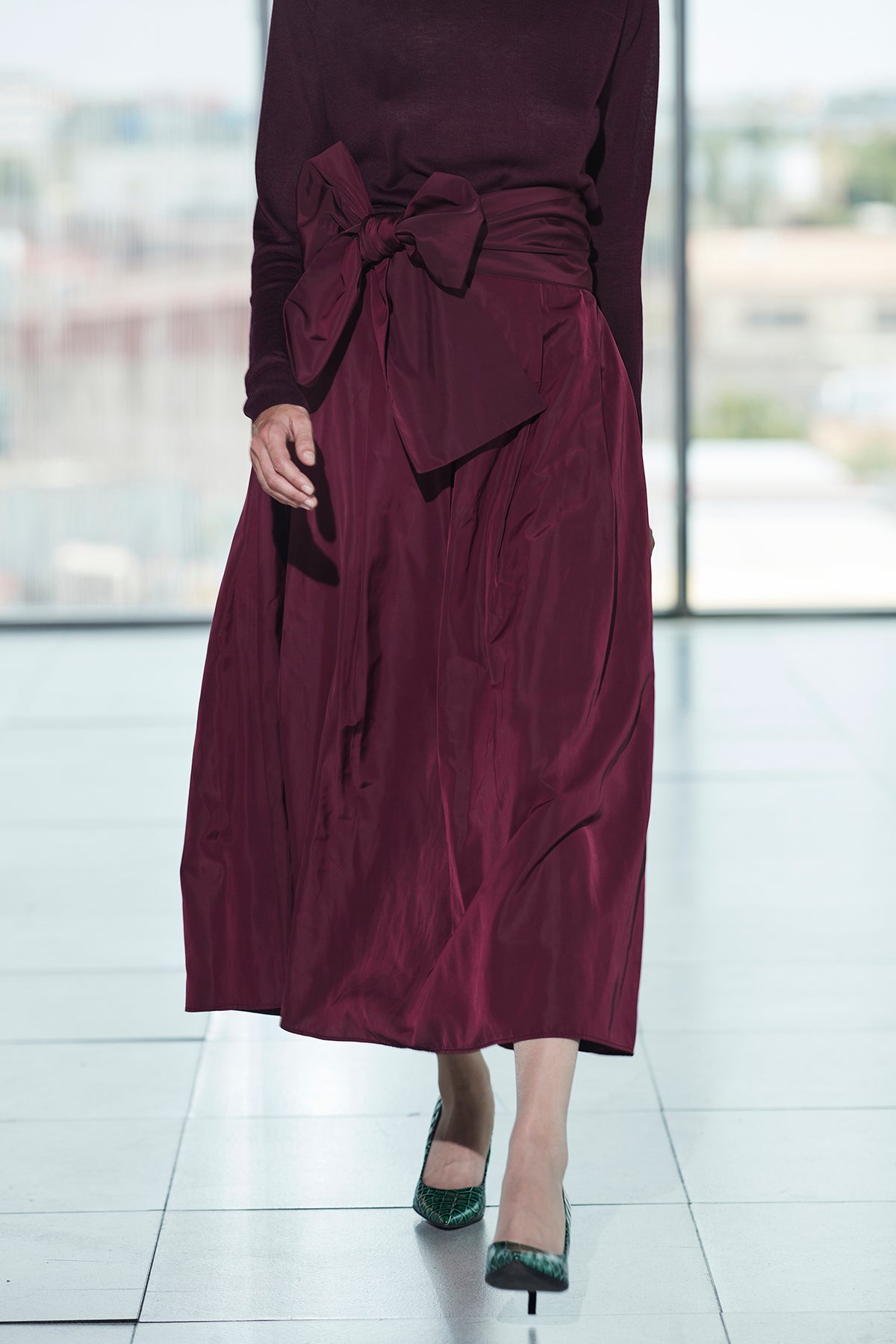 Structured Burgundy Midi Skirt - Limited Edition
