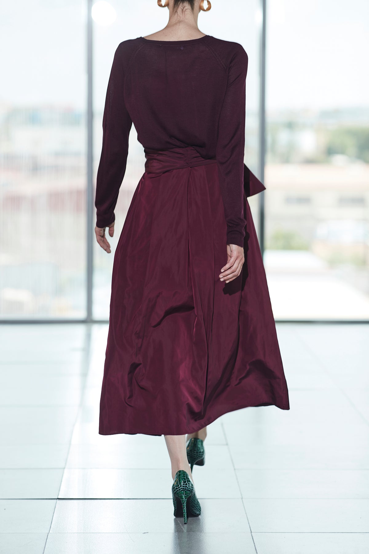 Structured Burgundy Midi Skirt - Limited Edition