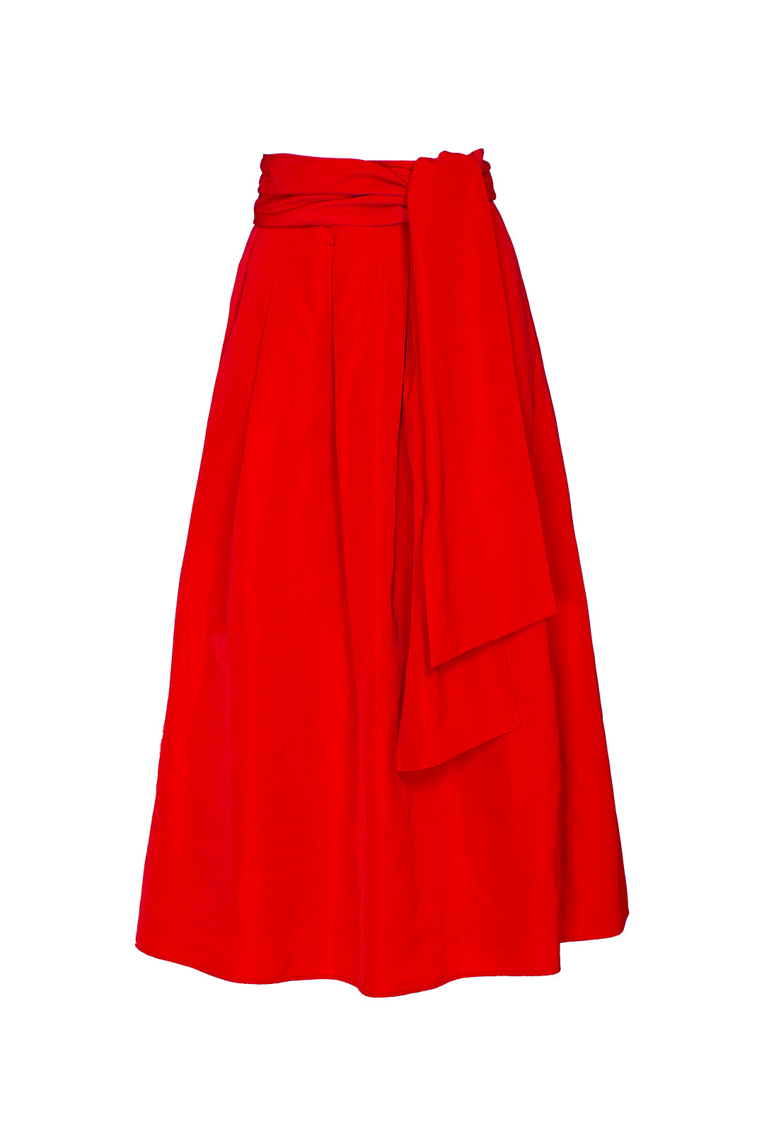 FALDA MIDI ROJO TAFETA