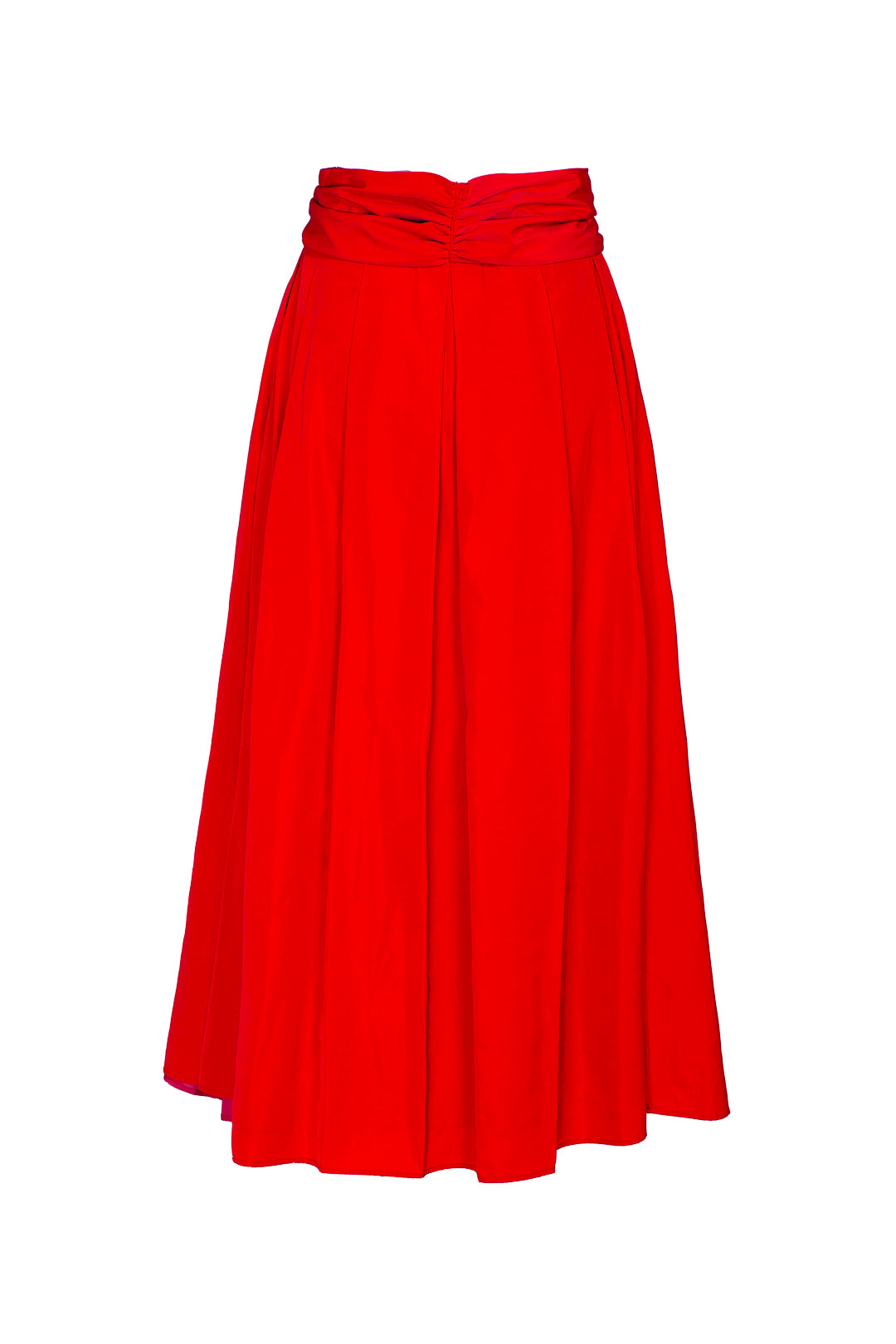 FALDA MIDI ROJO TAFETA