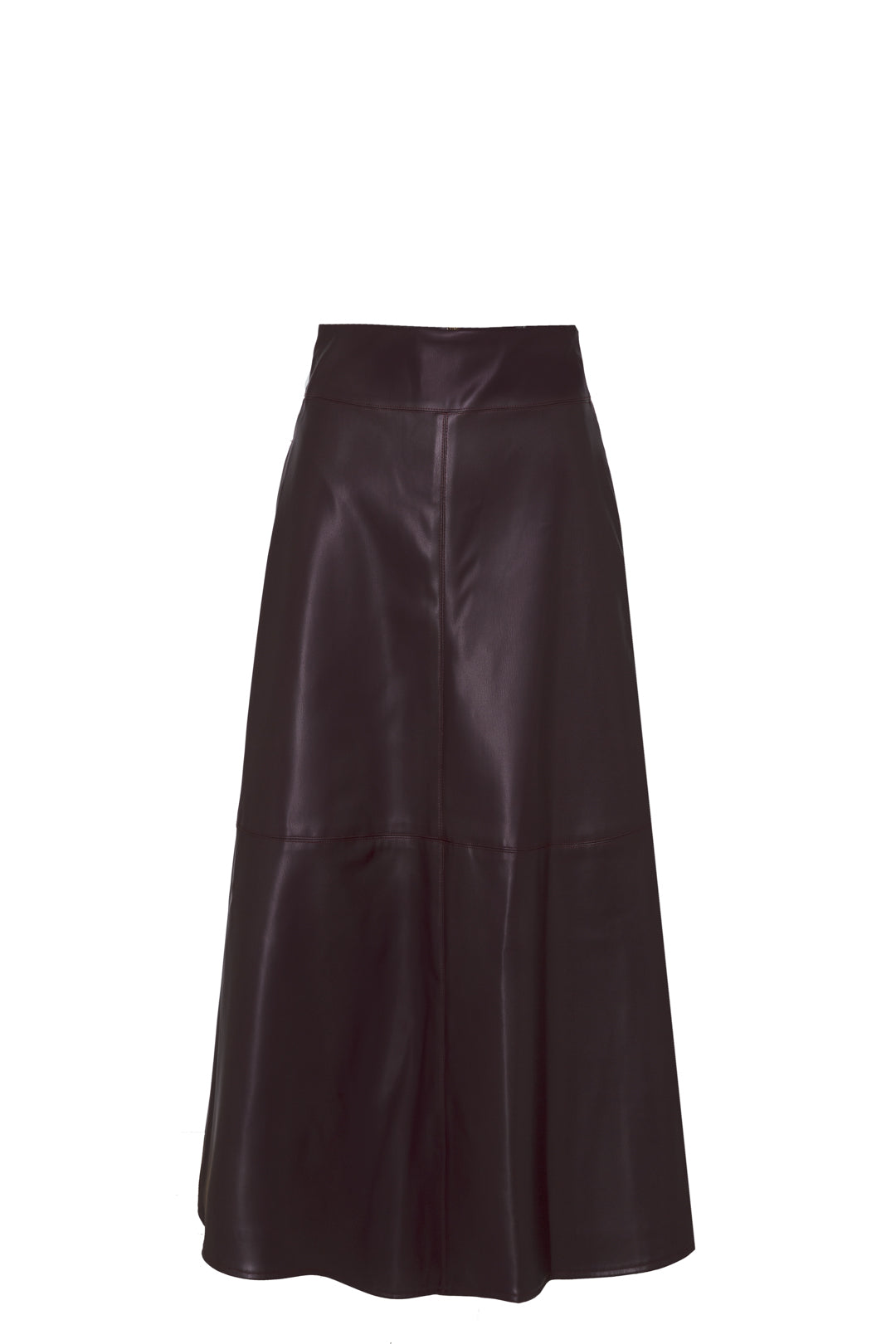 MERLOT OLIVE FAUX LEATHER EFFECT MIDI SKIRT