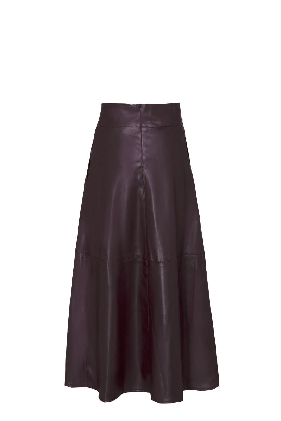 MERLOT OLIVE FAUX LEATHER EFFECT MIDI SKIRT