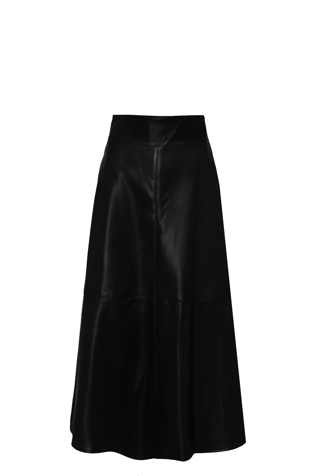 OLIVE BLACK FAUX LEATHER EFFECT MIDI SKIRT