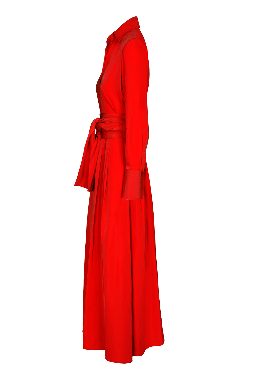 VESTIDO LISO CINTURON ROJO CORNELIA