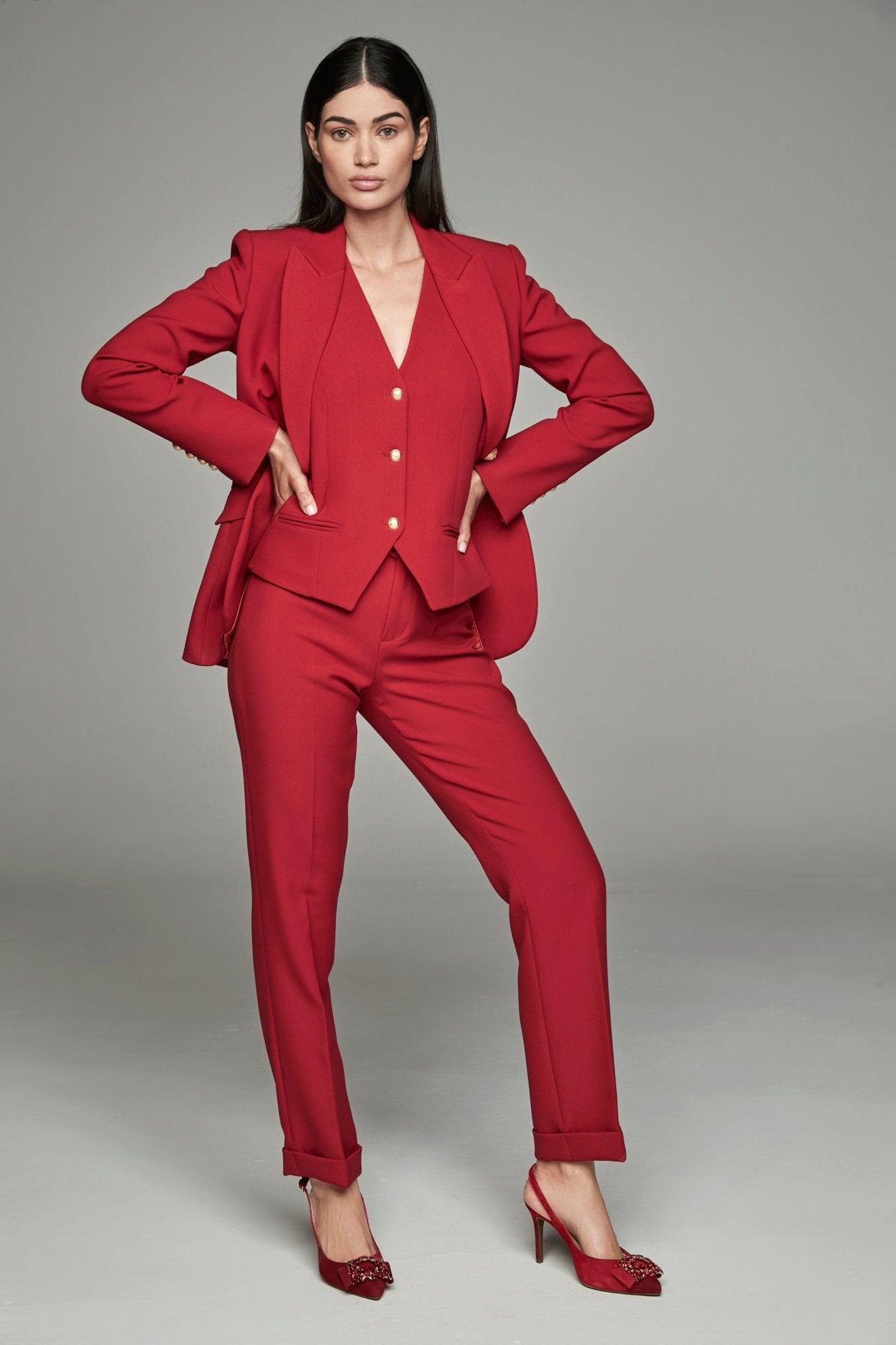 ATELIER 02 RED BUCKLE TROUSERS - THE EXTREME COLLECTION