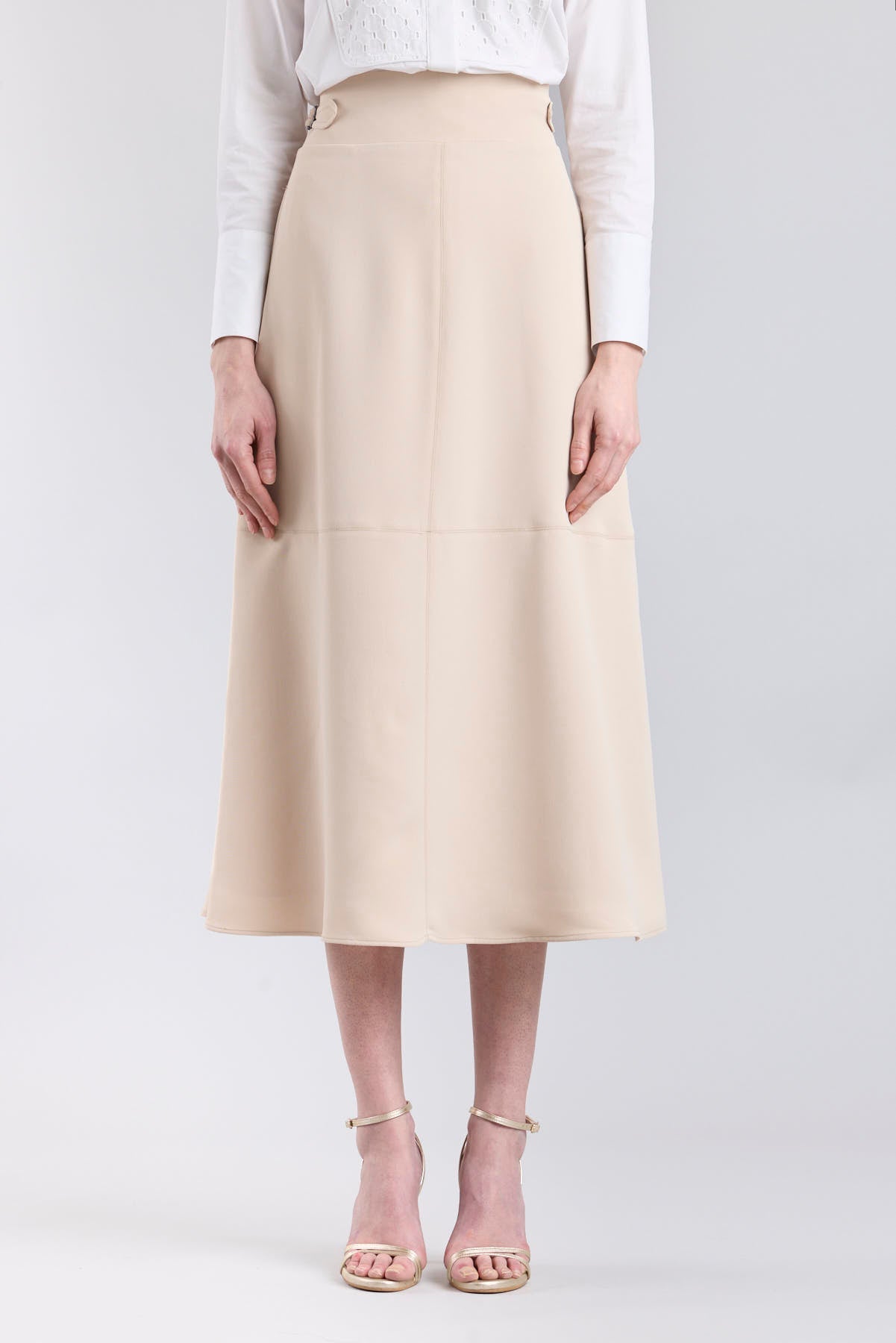 Beige A - line Midi Skirt - Limited Edition - THE EXTREME COLLECTION