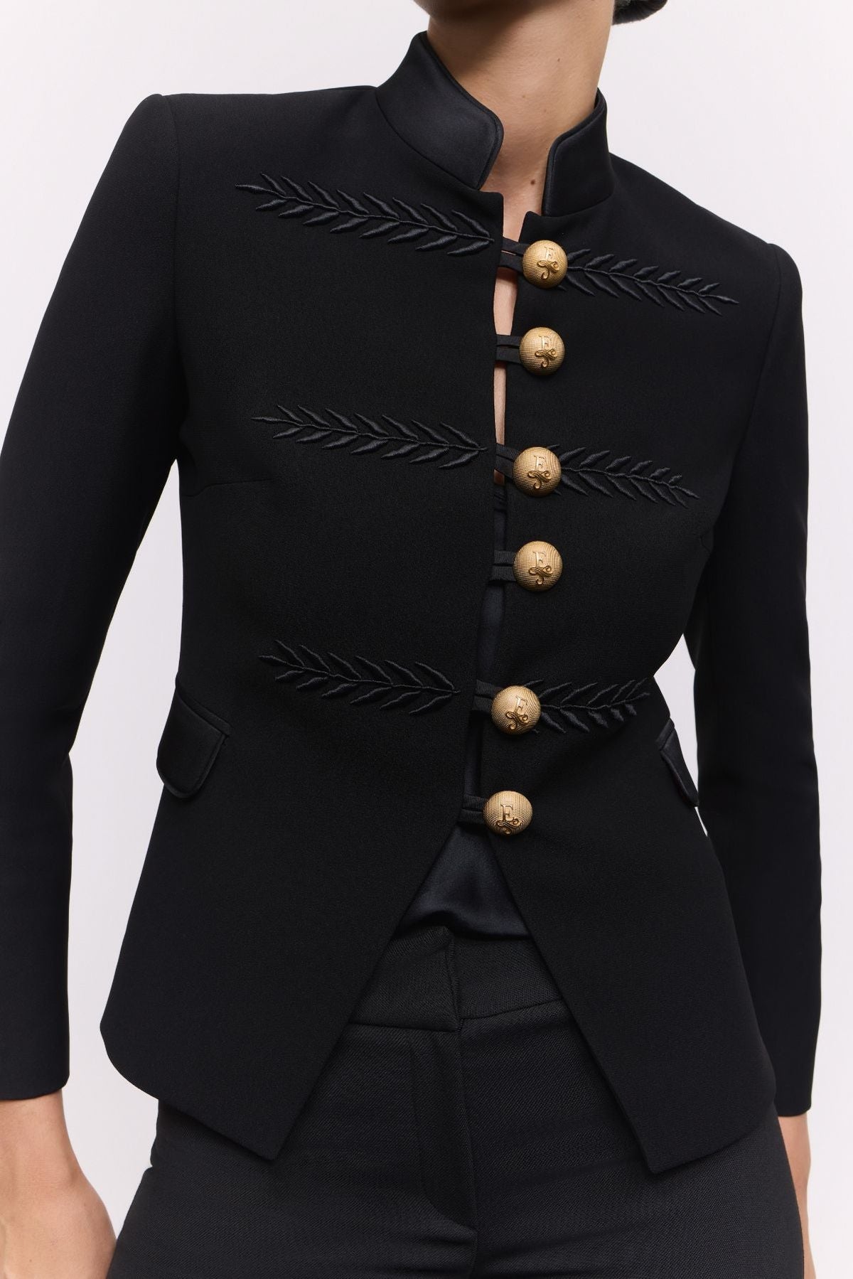 Black Embroidered Military Blazer Renata 01 - Limited Edition - THE EXTREME COLLECTION