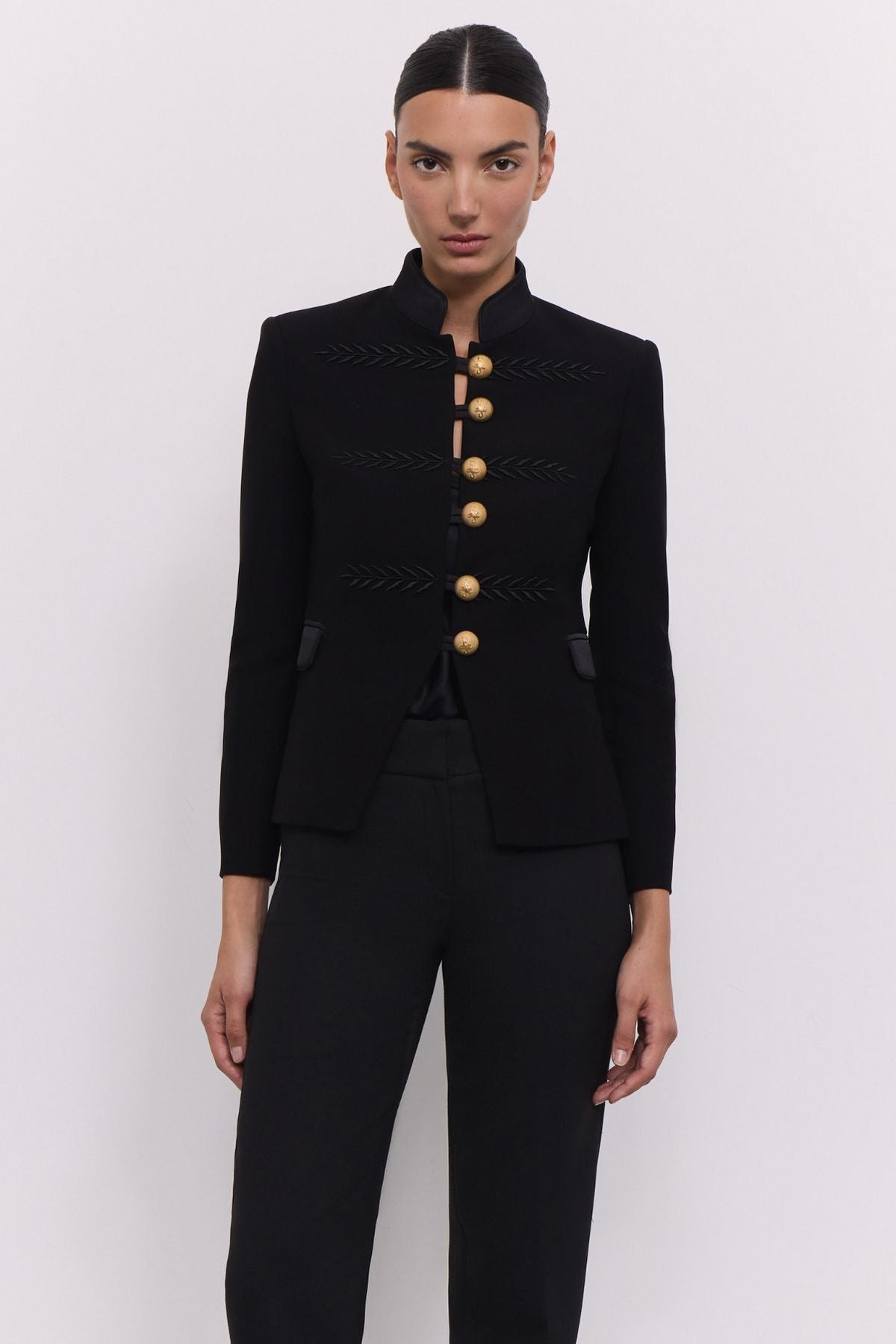 Black Embroidered Military Blazer Renata 01 - Limited Edition - THE EXTREME COLLECTION