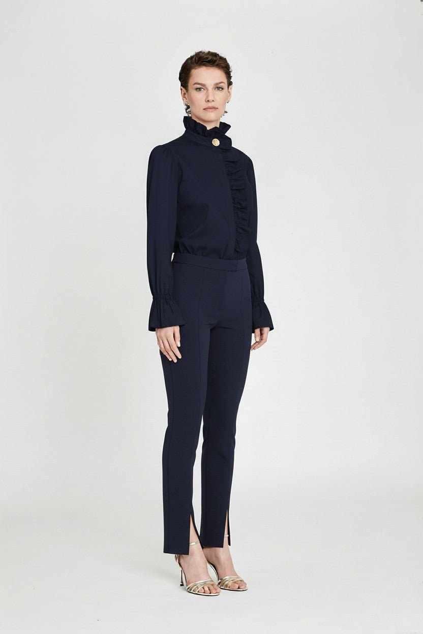 BOHEME INDIGO RUFFLE SHIRT - THE EXTREME COLLECTION