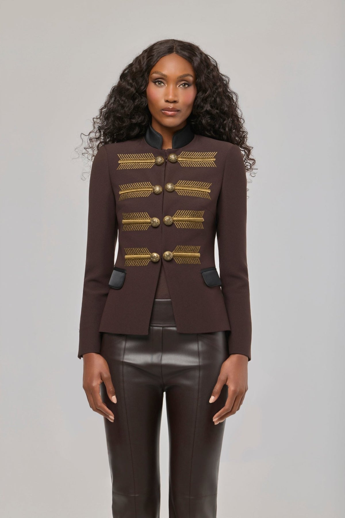 Brown Gold-Embroidered Blazer James Jacket - Limited Edition - THE EXTREME COLLECTION