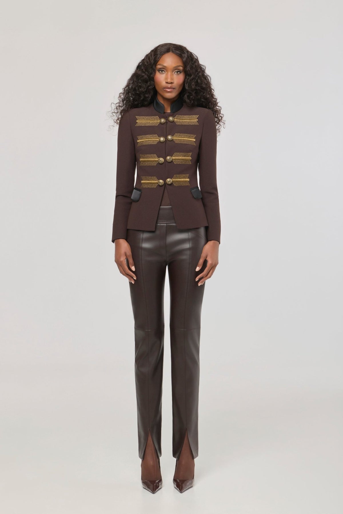 Brown Gold-Embroidered Blazer James Jacket - Limited Edition - THE EXTREME COLLECTION