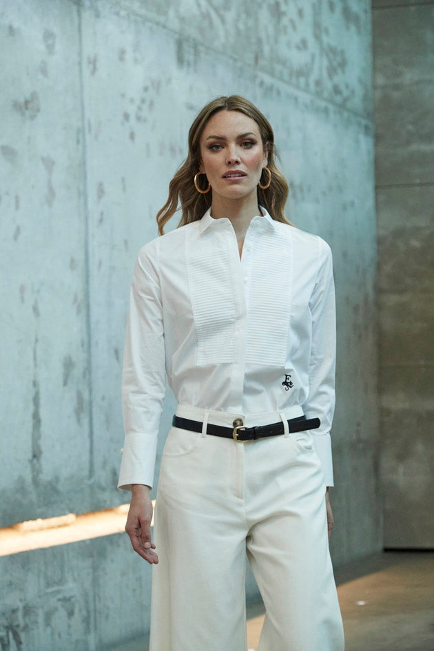 ELEANOR WHITE PIN-TUCK SHIRT