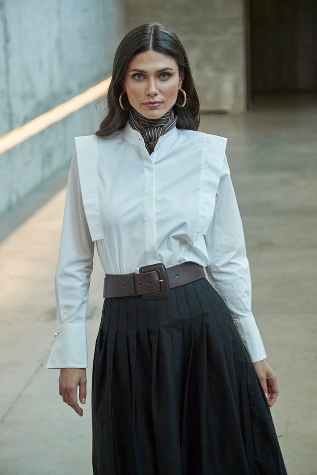 LULU WHITE SHIRT WITH MANDARIN COLLAR